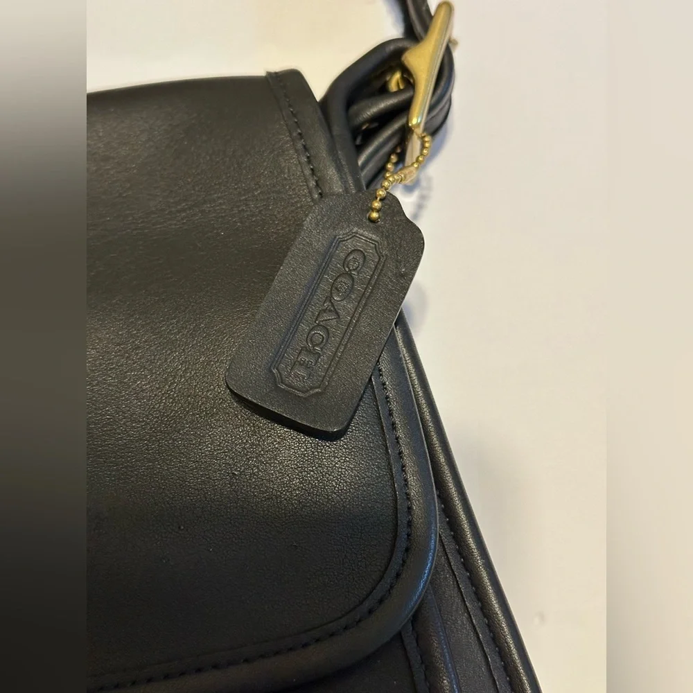 Vintage Coach Purse 9061 Rambler Legacy Black‎ Leather Crossbody Shoulder Bag - Picture 2 of 9